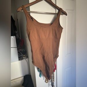 Brown compression bodysuit large